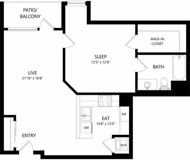 One Bedroom One Bath I 4-615 4-615 floor plan